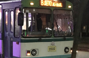 Компанія хуліганів у Житомирі розбила лобове скло тролейбуса. ФОТО