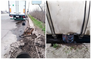 Вантажівка «Укрпошти» потрапила у ДТП у Житомирі: на дорогу витекло півтонни пального. ФОТО