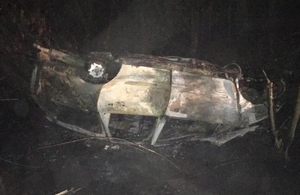 Від машини залишилася купа металу: в передмісті Житомира легковик злетів у кювет і загорівся