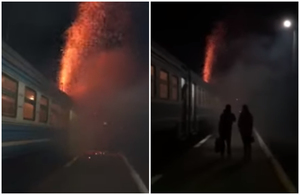 Приміський поїзд Коростень-Житомир загорівся на ходу: відео з місця події