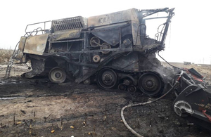 Пожежа знищила комбайн, що працював у полі на Житомирщині. ФОТО
