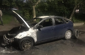 Вночі у Житомирі згорів автомобіль: підозрюють підпал. ФОТО