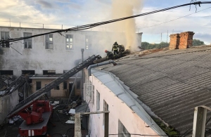У Житомирі 20 рятувальників гасили пожежу на території колишнього хлібзаводу. ФОТО