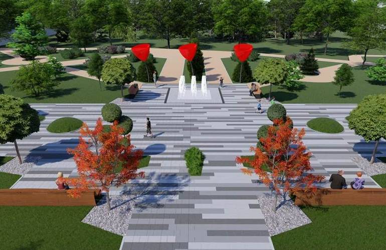 Огромные красные цветы, новая плитка и зоны отдыха: как будет выглядеть обновленный Польский бульвар. ФОТО
