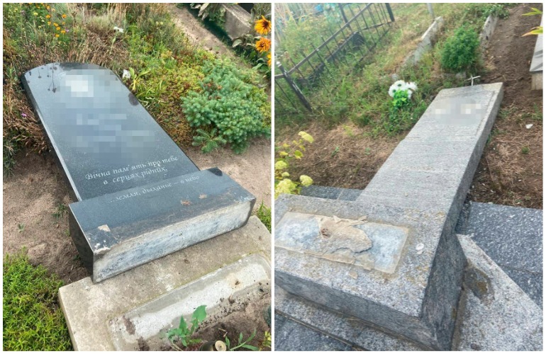 На кладбище в Житомирской области обнаружили поваленные надгробные памятники. ФОТО