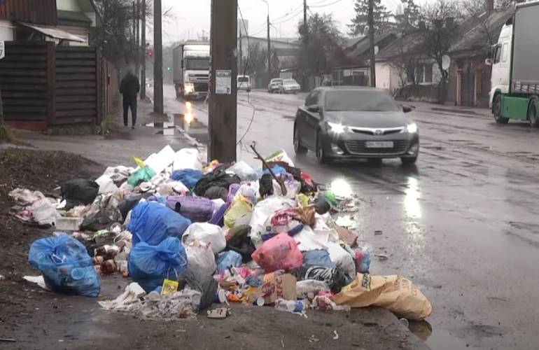 В Житомире вдоль улицы люди сбрасывают мусор: не хотят платить за вывоз. ВИДЕО