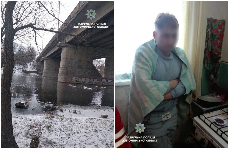 В Житомире мужчина закаляется прыжками с Бердичевского моста в Тетерев
