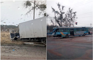 Вантажівка протаранила автобус з пасажирами в передмісті Житомира. ФОТО