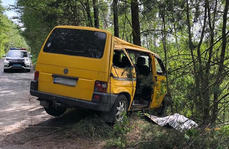 На Житомирщине микроавтобус влетел в дерево: один человек погиб, трое в больнице