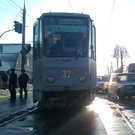 В Житомире трамвай сошел с рельс. ФОТО